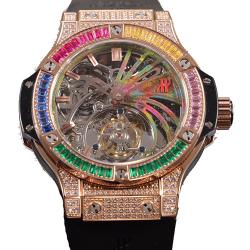 Hublot 宇舶 Big Bang 大爆炸 45MM 镶钻 玫瑰金 涂鸦 陀飞轮