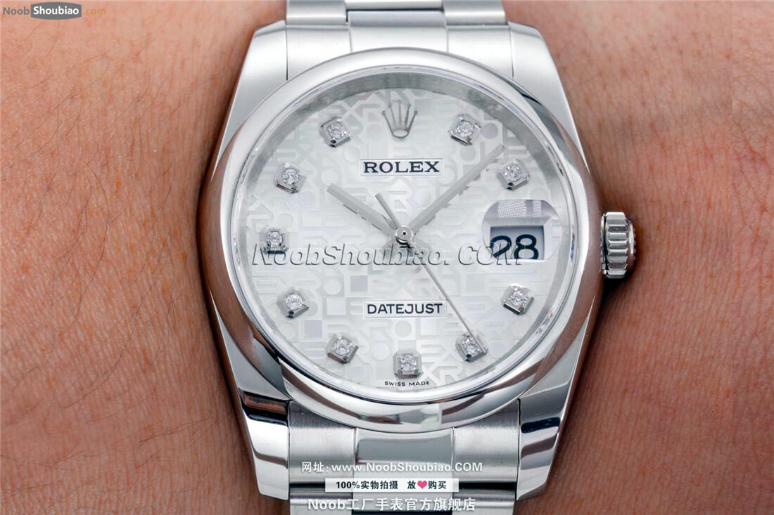  Rolex 劳力士 Datejust 日志型 36MM 银色念花纹表盘 镶钻 