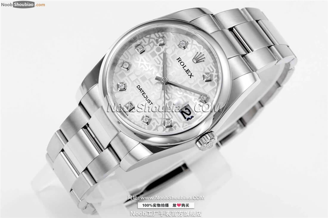  Rolex 劳力士 Datejust 日志型 36MM 银色念花纹表盘 镶钻 NOOB手表