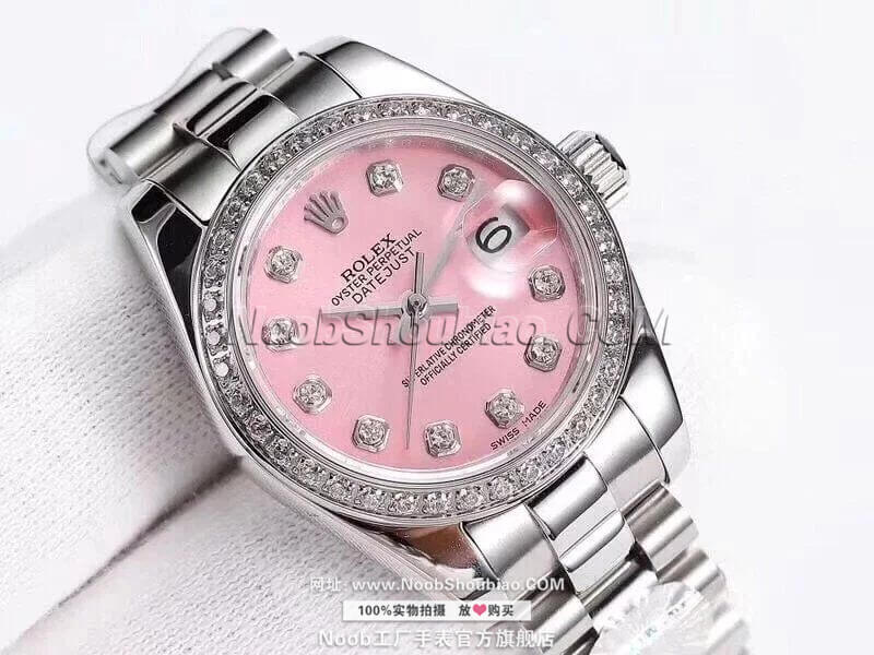  劳力士 m279384rbr-0003 女装  日志型系列价格  粉红表盘 镶钻 腕表 最高复刻版本
