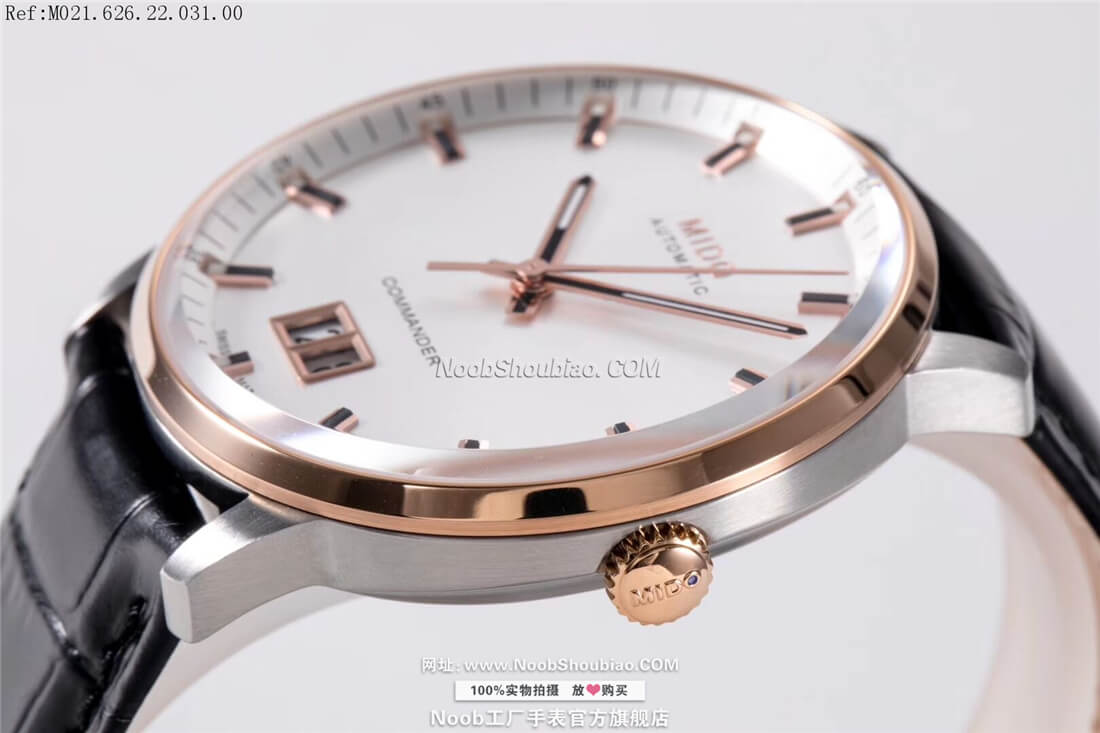noob美度 MIDO 指挥官系列纪念日 大日历 全自动机械腕表 COMMANDER BIG DATE M021.626.22.031.00 玫瑰金