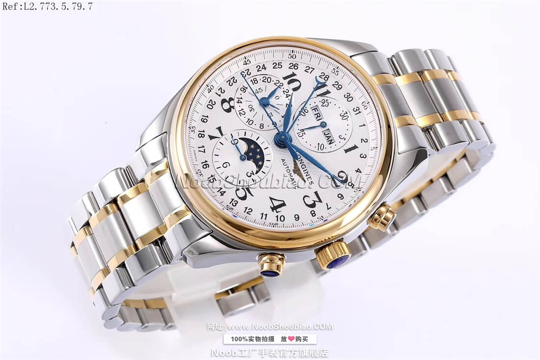 noob工厂Longines 浪琴 Master Collection 名匠系列 L2.773.5.79.7 月相 金色