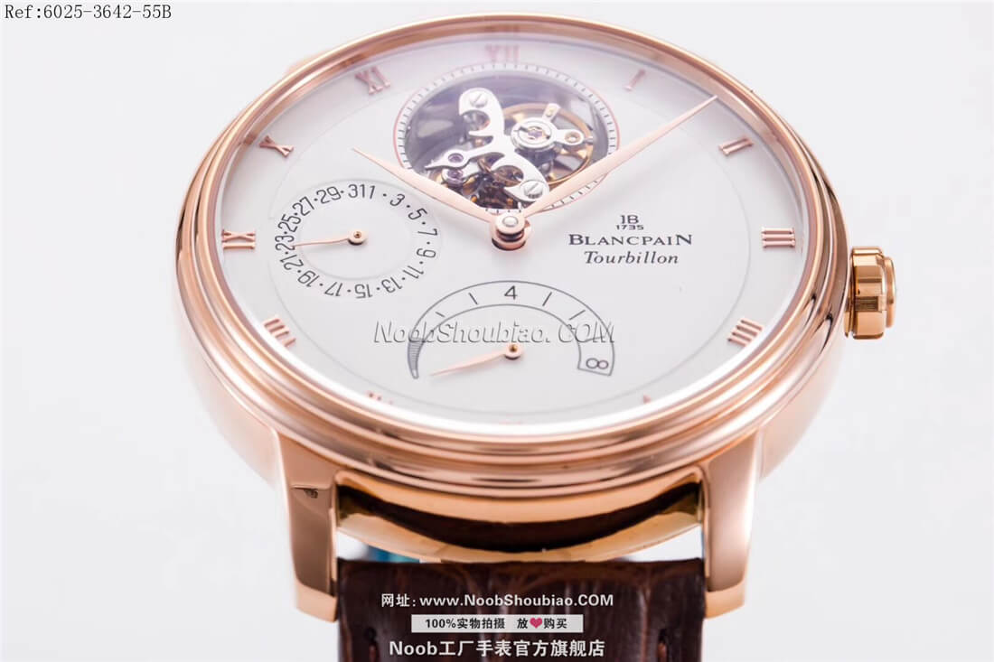  noob手表Blancpain 宝珀 VILLERET 经典系列 6025-3642-55B 陀飞轮 玫瑰金