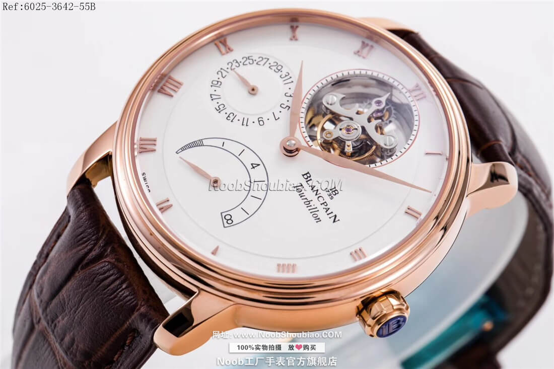  noob工厂Blancpain 宝珀 VILLERET 经典系列 6025-3642-55B 陀飞轮 玫瑰金