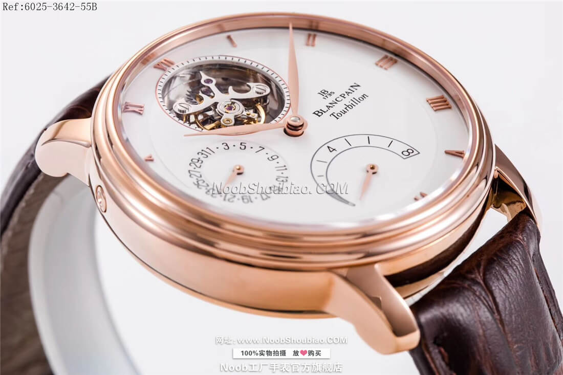 复刻名表Blancpain 宝珀 VILLERET 经典系列 6025-3642-55B 陀飞轮 玫瑰金