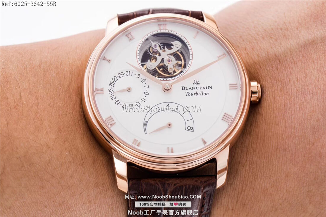  noob官方旗舰店Blancpain 宝珀 VILLERET 经典系列 6025-3642-55B 陀飞轮 玫瑰金