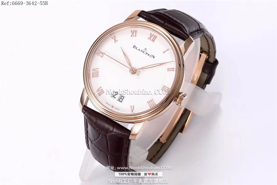 noob工厂Blancpain 宝珀 VILLERET 经典系列 6669-3642-55B GRANDE DATE 玫瑰金