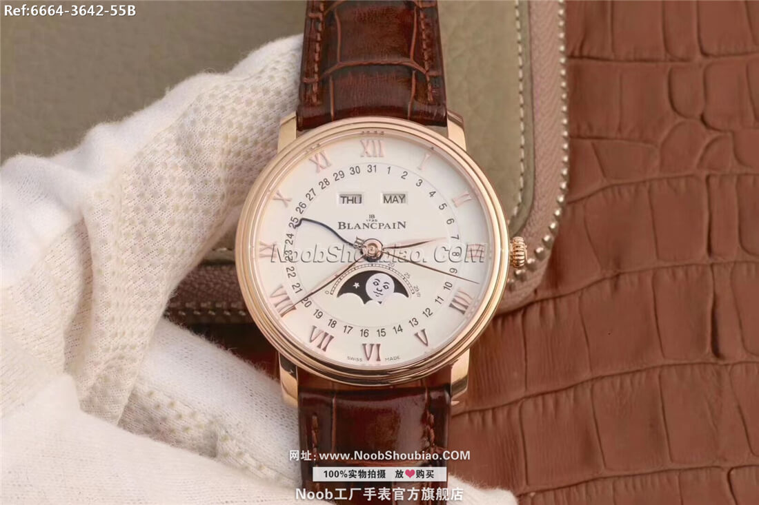noob官网Blancpain 宝珀 VILLERET 经典系列 6664-3642-55B 月相 玫瑰金