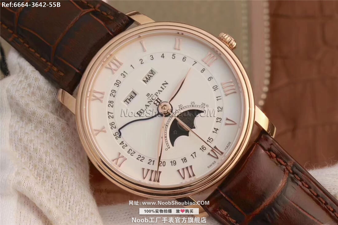  n厂Blancpain 宝珀 VILLERET 经典系列 6664-3642-55B 月相 玫瑰金