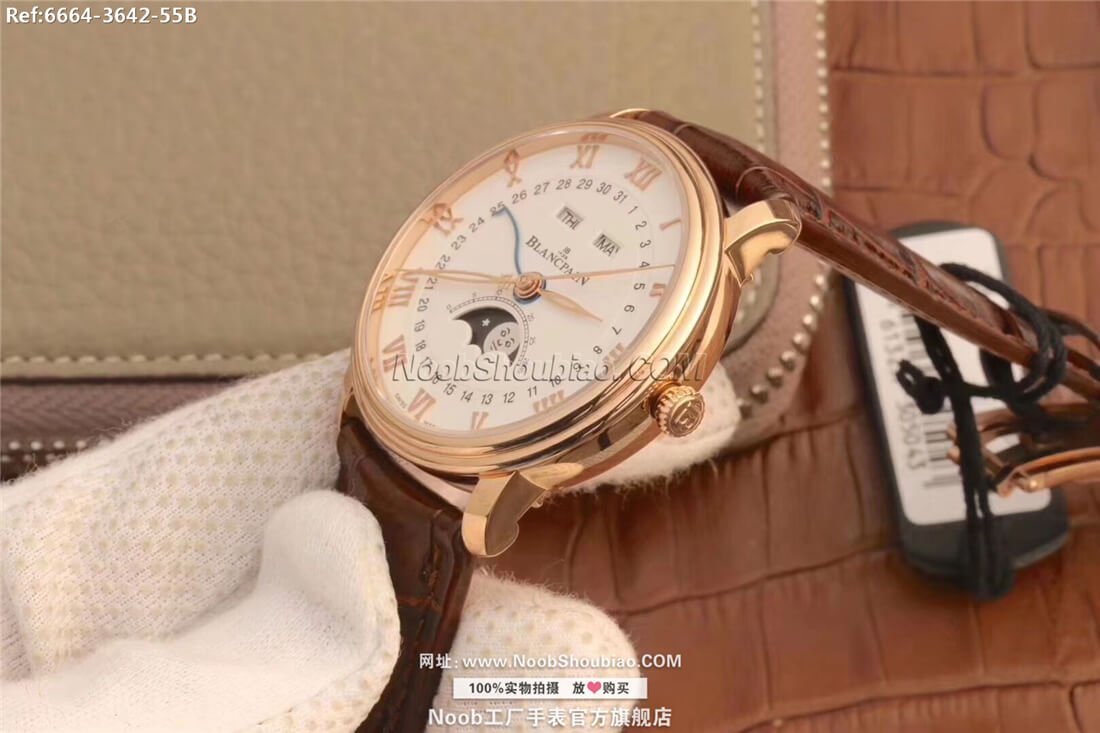  复刻名表Blancpain 宝珀 VILLERET 经典系列 6664-3642-55B 月相 玫瑰金