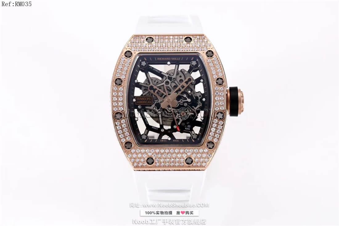 noob官网Richard Mille 理查德·米勒 RM35 美国公牛＂纪念版 奢华漫钻系列 白色胶带