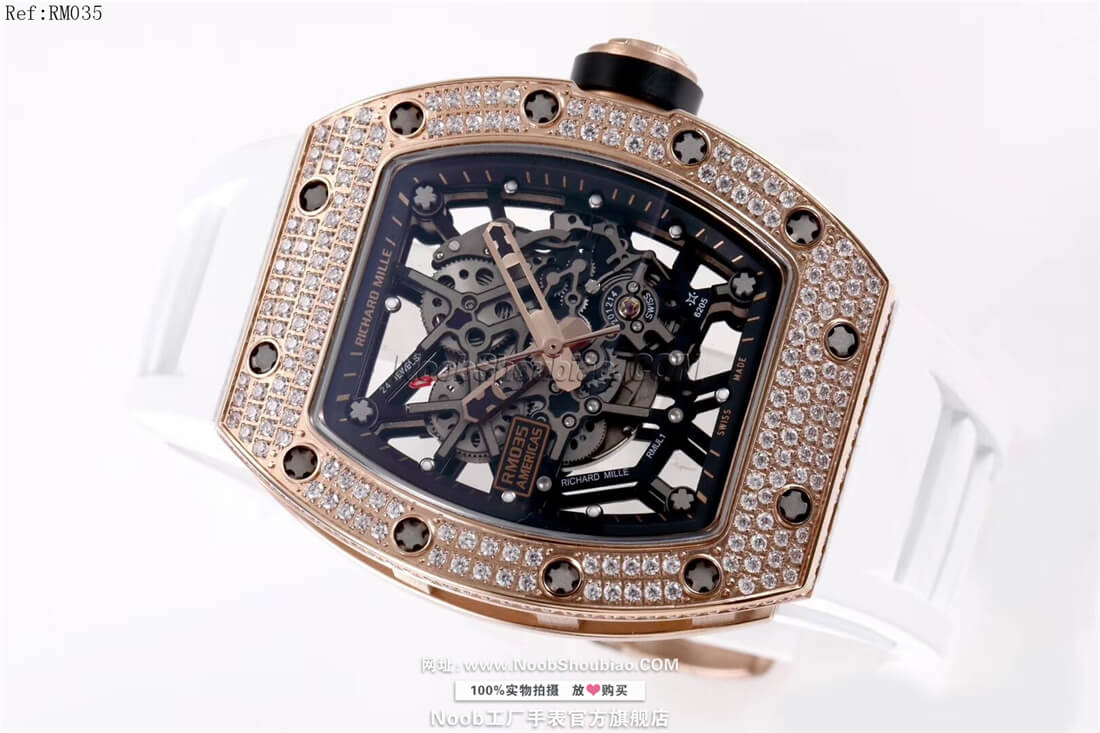 noob工厂Richard Mille 理查德·米勒 RM35 美国公牛＂纪念版 奢华漫钻系列 白色胶带