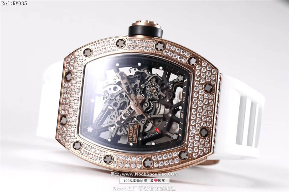 n厂手表官网Richard Mille 理查德·米勒 RM35 美国公牛＂纪念版 奢华漫钻系列 白色胶带