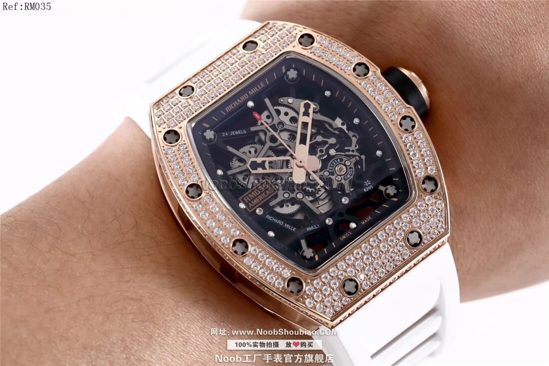 noob官方旗舰店Richard Mille 理查德·米勒 RM35 美国公牛＂纪念版 奢华漫钻系列 白色胶带