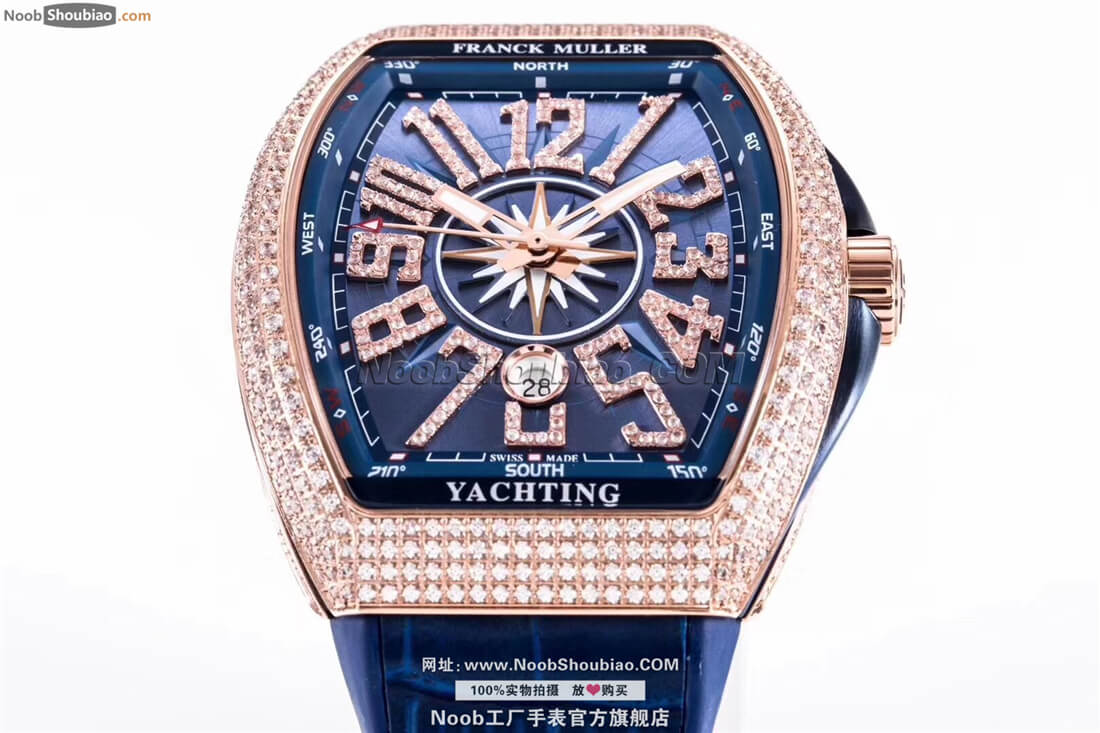noob手表法穆兰 Franck Muller Vanguard Yachting V 45 SC DT YACHT 玫瑰金 镶钻