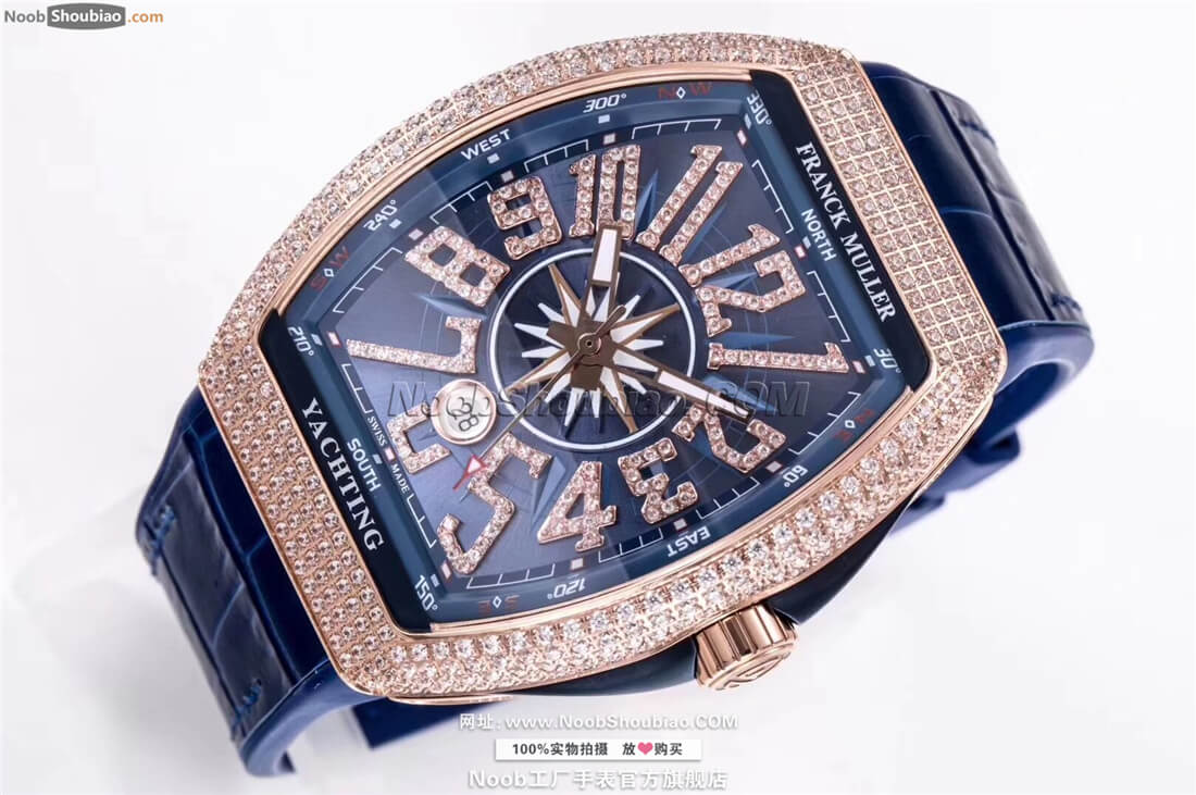 noob工厂法穆兰 Franck Muller Vanguard Yachting V 45 SC DT YACHT 玫瑰金 镶钻