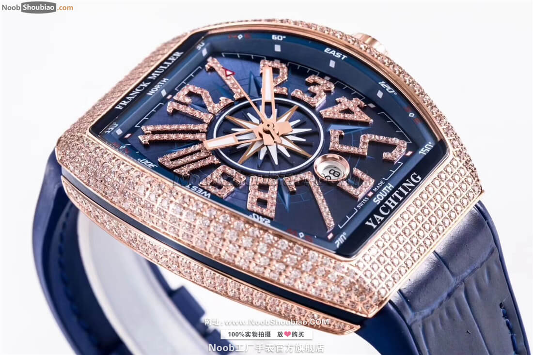 n厂手表官网法穆兰 Franck Muller Vanguard Yachting V 45 SC DT YACHT 玫瑰金 镶钻