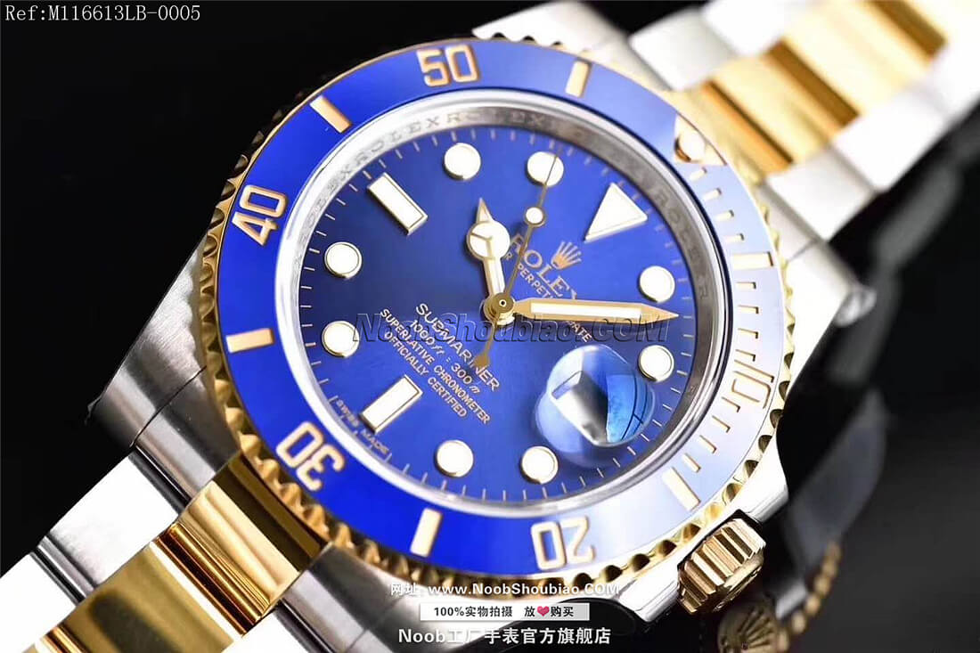  V8S 劳力士 Rolex 潜航者 SUBMARINER 间金蓝水鬼 M116613LB-0005 18K真黄金