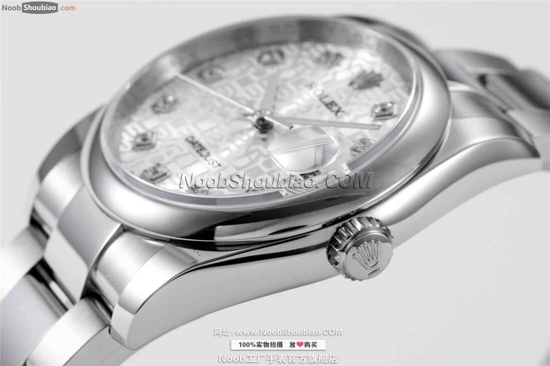  Rolex 劳力士 Datejust 日志型 36MM 银色念花纹表盘 镶钻 