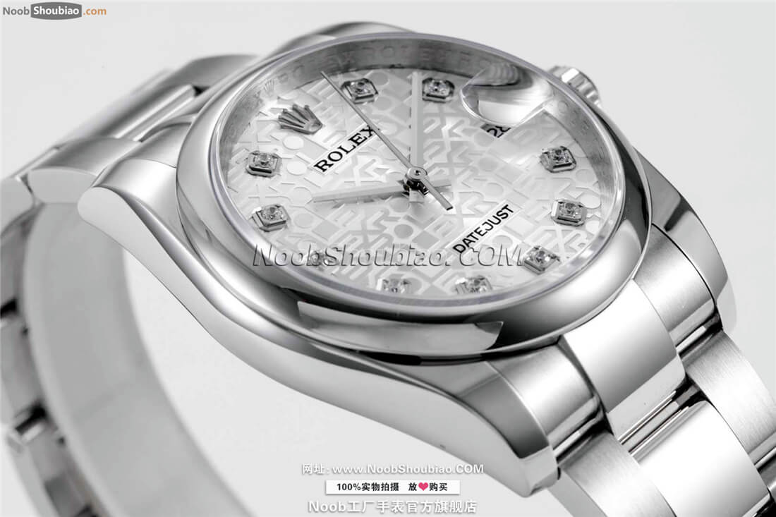  Rolex 劳力士 Datejust 日志型 36MM 银色念花纹表盘 镶钻 