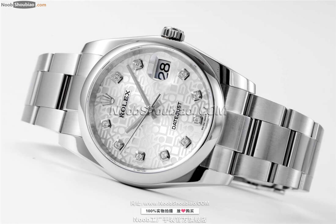  Rolex 劳力士 Datejust 日志型 36MM 银色念花纹表盘 镶钻 