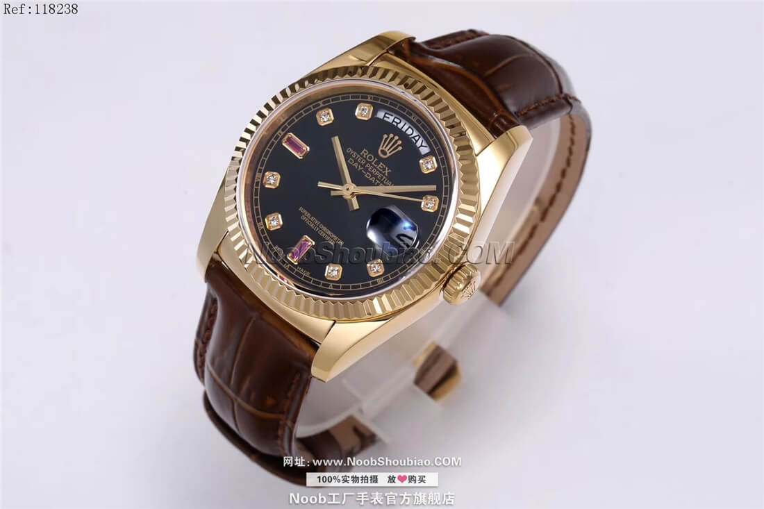 Rolex 劳力士手表 星期日历型36系列 118238黑盘 镶钻红宝石