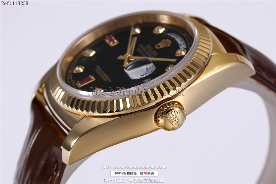 Rolex 劳力士手表 星期日历型36系列 118238黑盘 镶钻红宝石