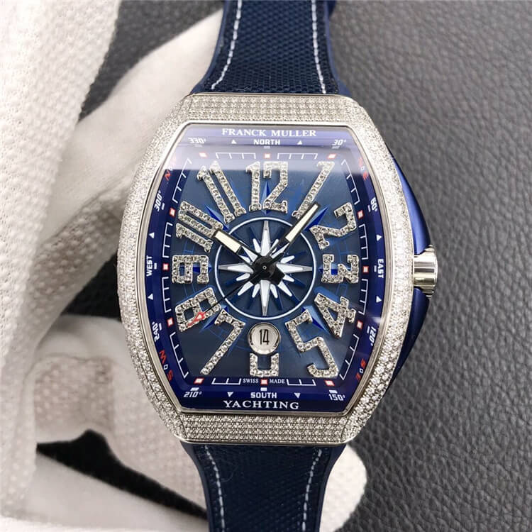 法兰克穆勒  Franck Muller Vanguard Classical V 45 游艇系列  镶钻 蓝盘 