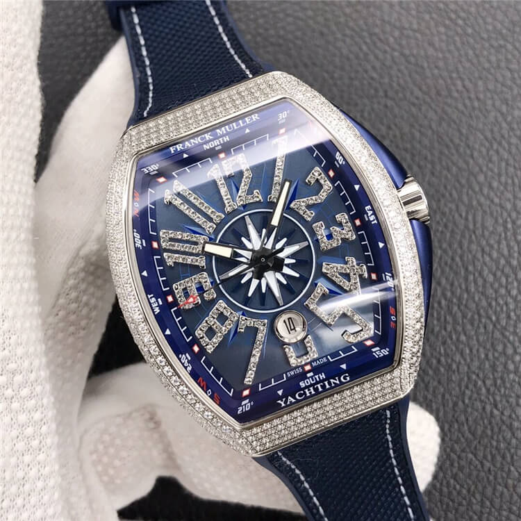 法兰克穆勒  Franck Muller Vanguard Classical V 45 游艇系列  镶钻 蓝盘 