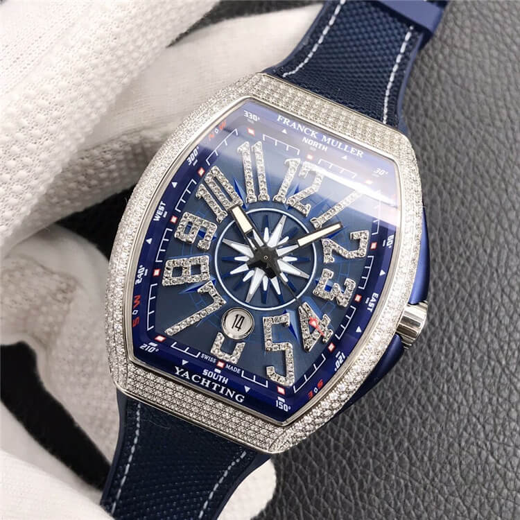 法兰克穆勒  Franck Muller Vanguard Classical V 45 游艇系列  镶钻 蓝盘 