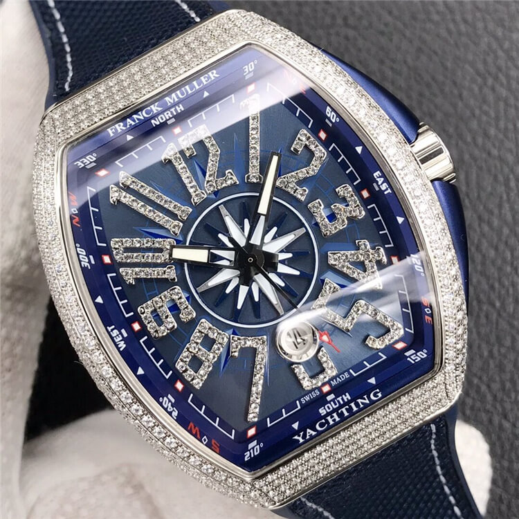 法兰克穆勒  Franck Muller Vanguard Classical V 45 游艇系列  镶钻 蓝盘 