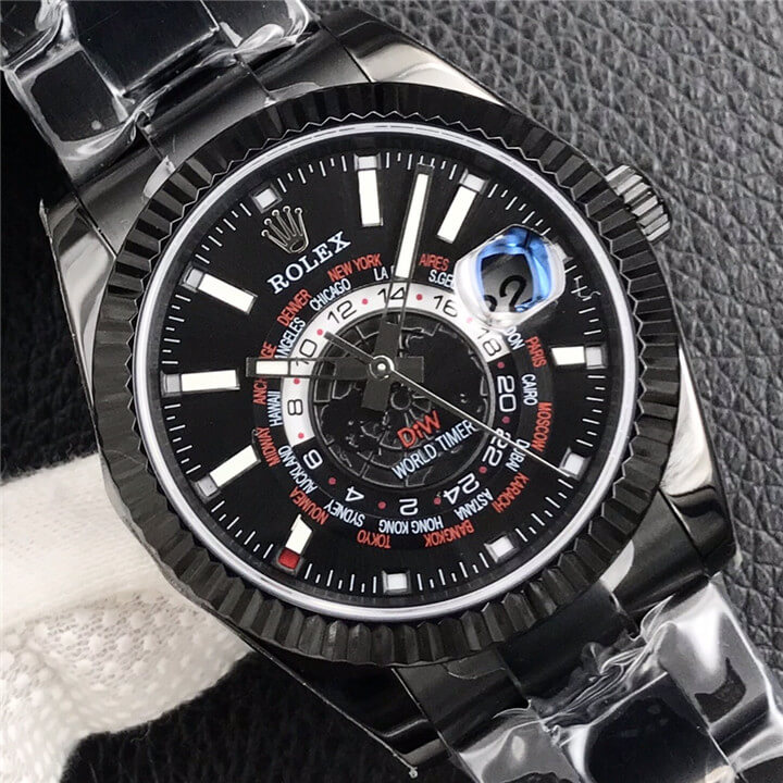 劳力士 Rolex Sky-Dweller 纵航者 天行者 俄罗斯DIW改装厂 World Timer Black Red 