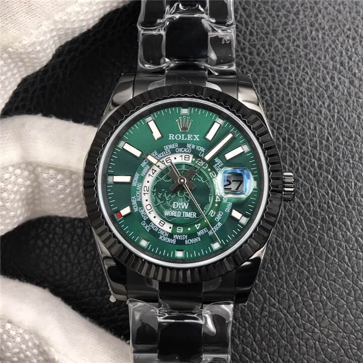 劳力士 Rolex Sky-Dweller 纵航者 天行者 俄罗斯DIW改装厂 World Timer Black DLC Green - NOOB
